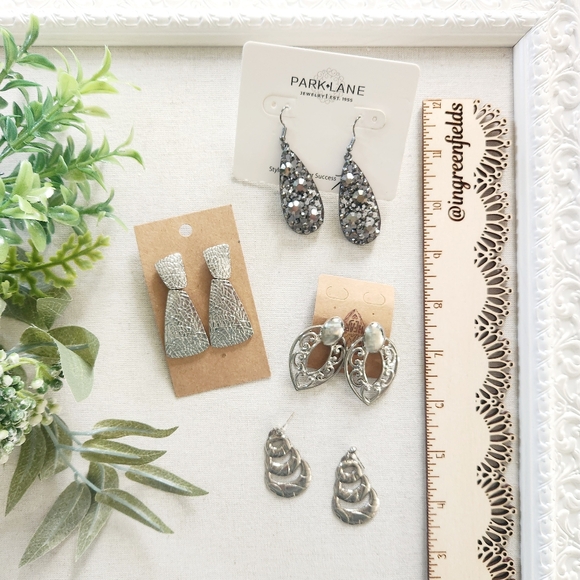 Silvertone Earring Bundle - 4 pairs set of pierced earrings - Picture 12 of 12